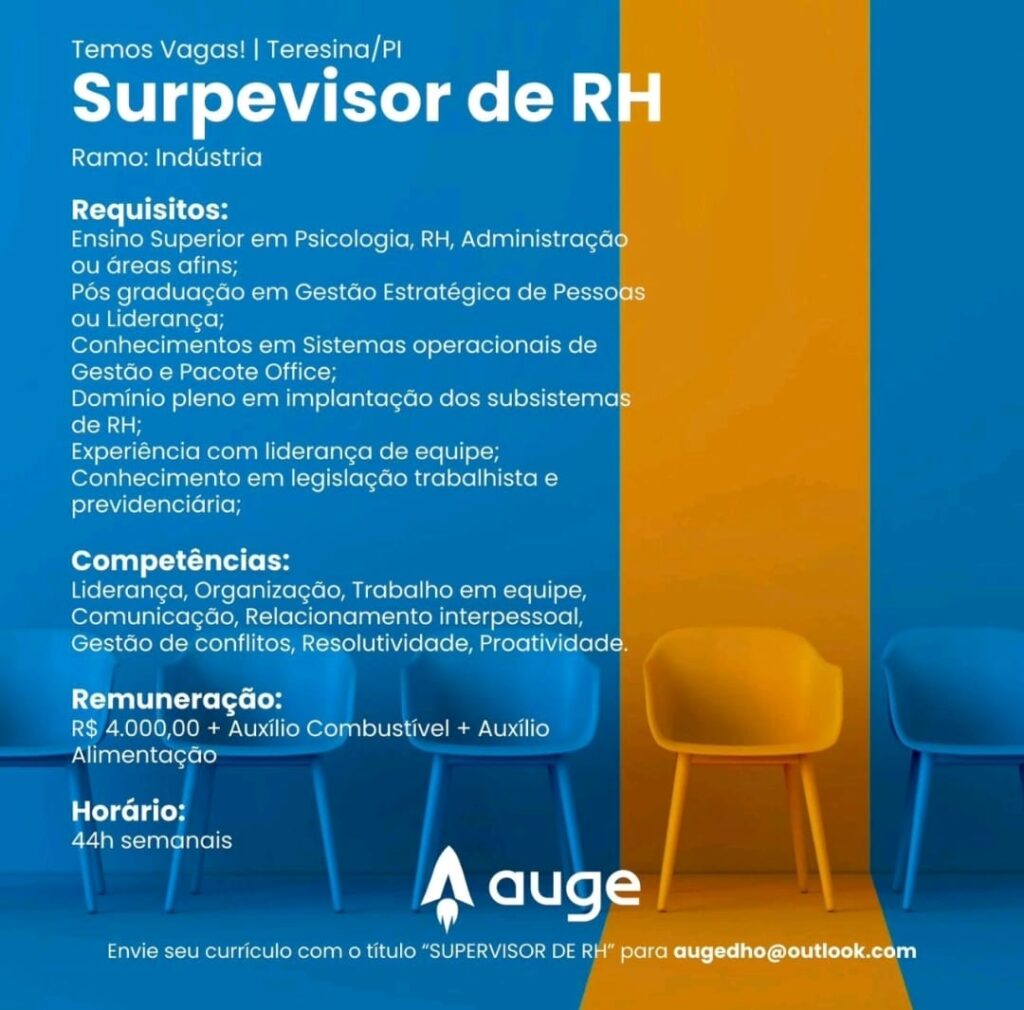 Vaga para Supervisor de RH