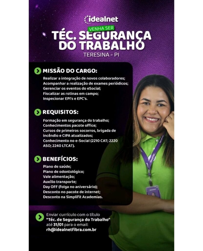 Vaga para Técnico de Segurança do Trabalho