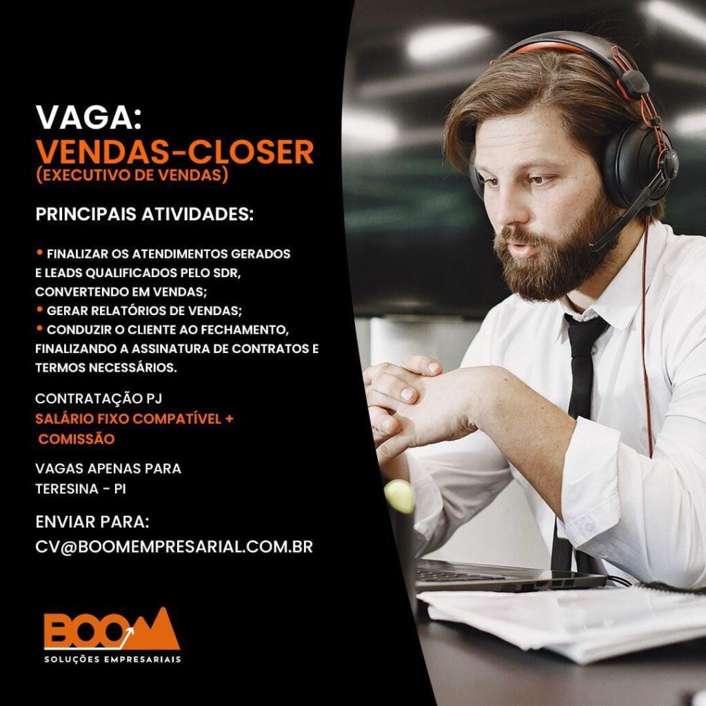 Vaga para Vendas-Closer