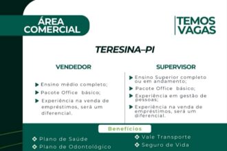 Vaga para Vendedor e Supervisor