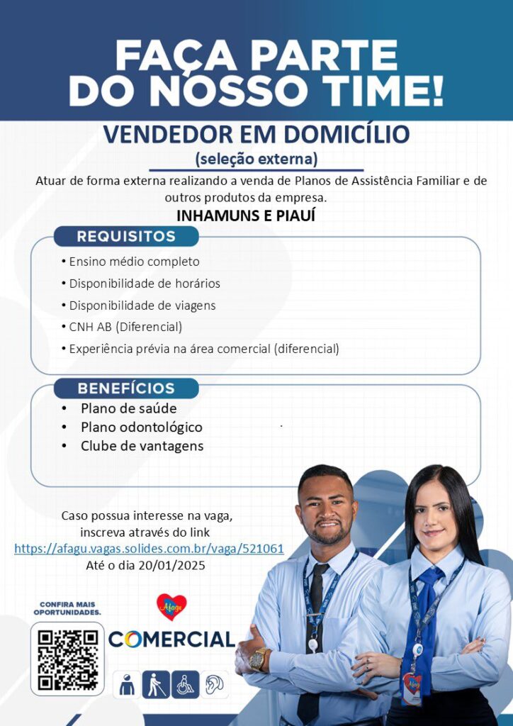 Vaga para Vendedor em Domicílio