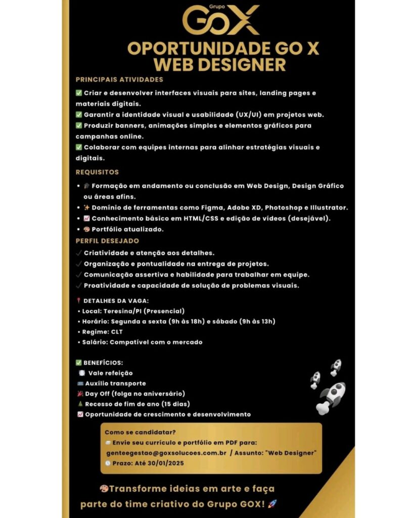 Vaga para Web Designer