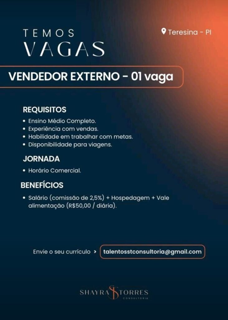 Vaga para Vendedor Externo