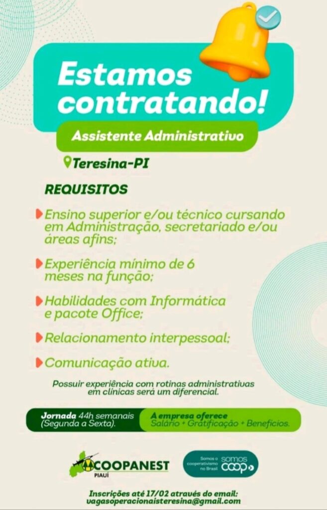 Vaga para Assistente Administrativo