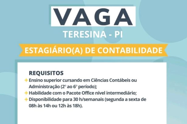 Vaga de Estágio para Contabilidade