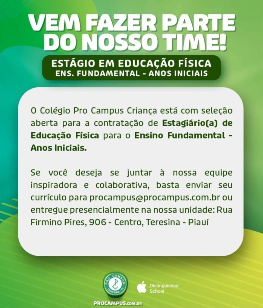 Vaga de Estágio para Educação Física