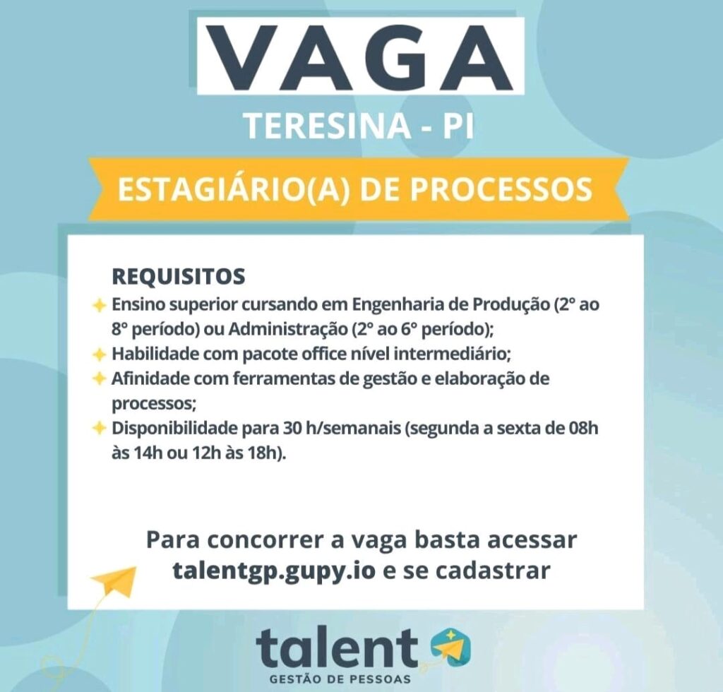 Vaga de Estágio para Processo