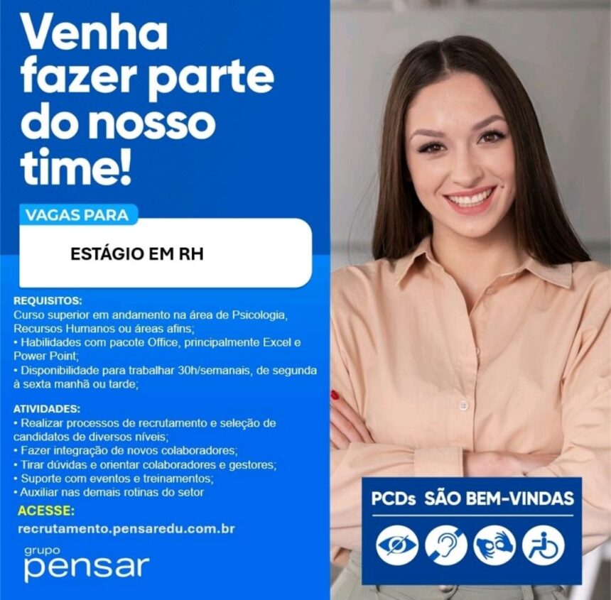 Vaga de estágio para RH