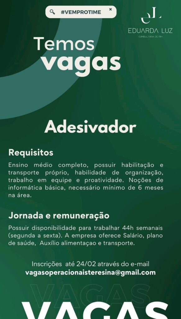 Vaga para Adesivador