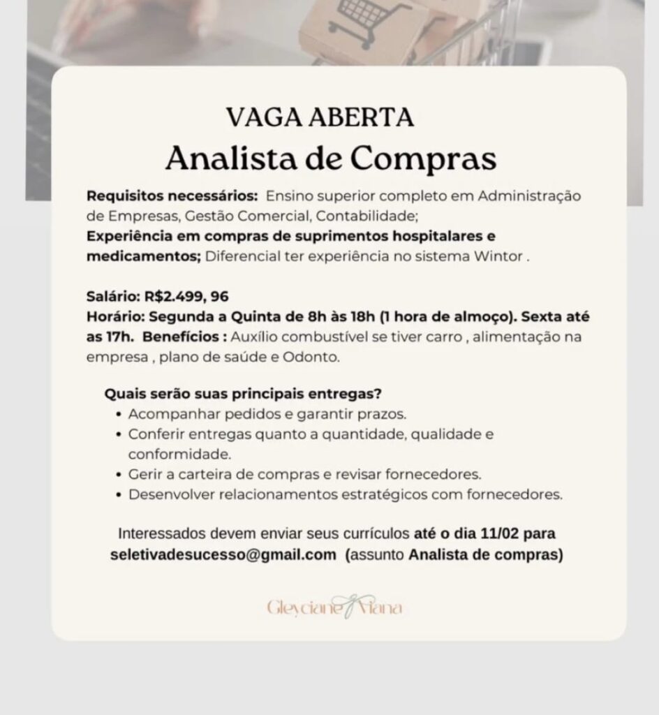 Vaga para Analista de Compras