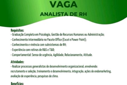 Vaga para Analista de RH