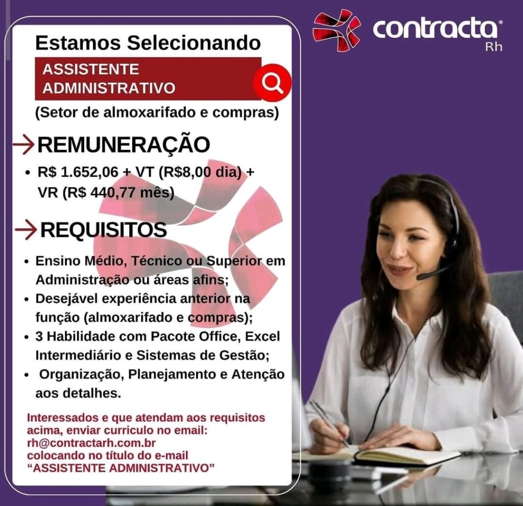 Vaga para Assistente Administrativo