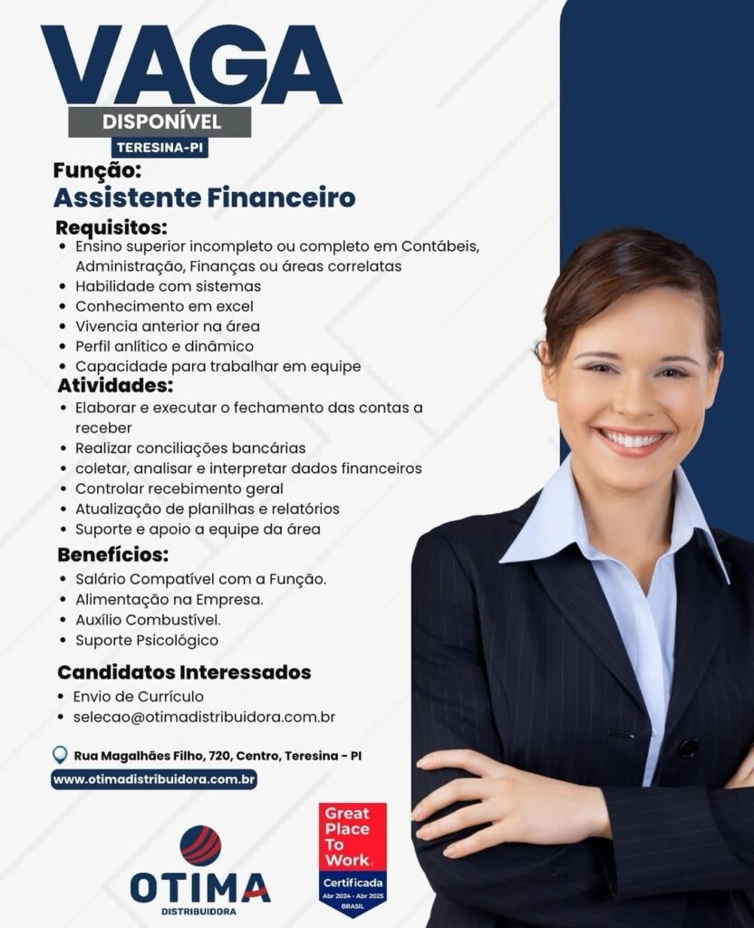 Vaga para Assistente Financeiro