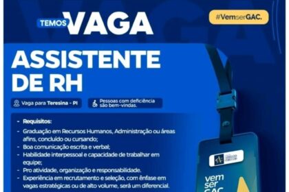 Vaga para Assistente de RH