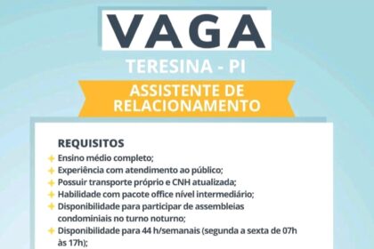 Vaga para Assistente de Relacionamento