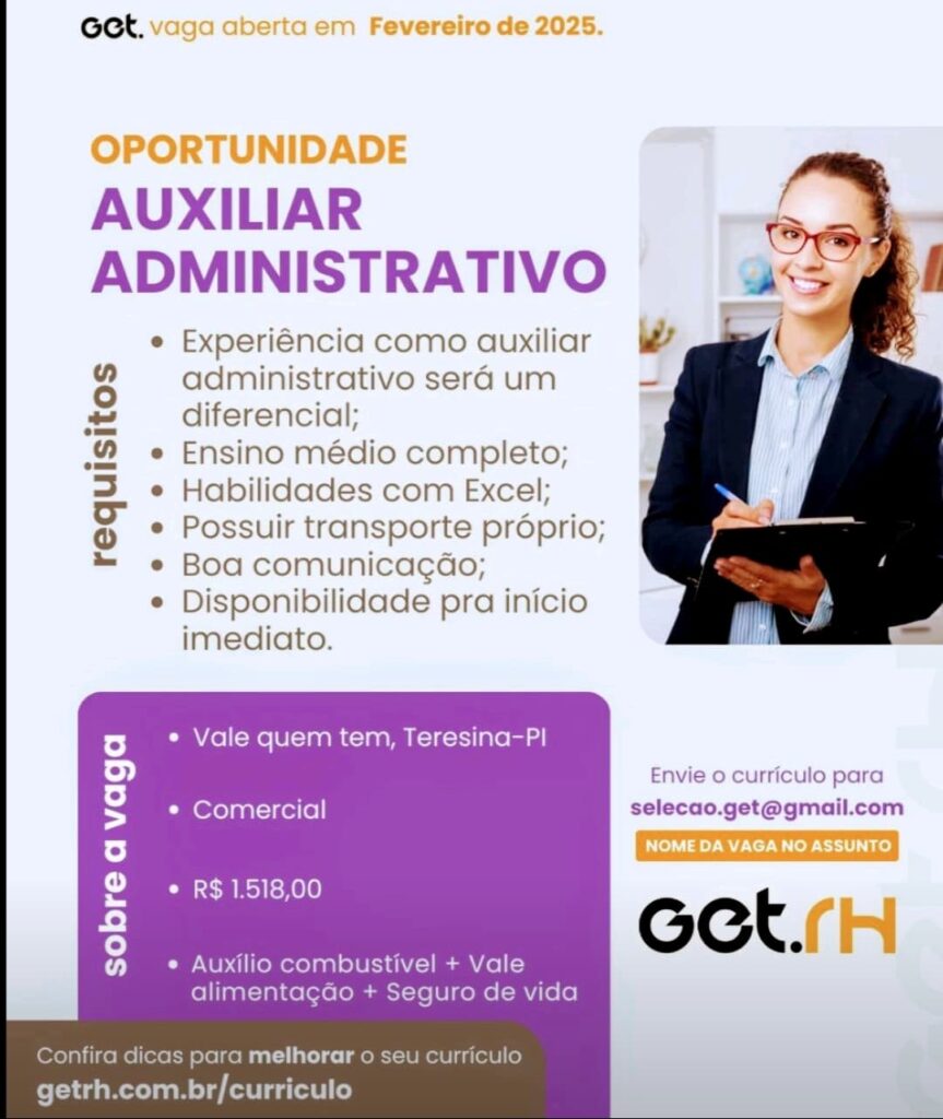 Vaga para Auxiliar Administrativo