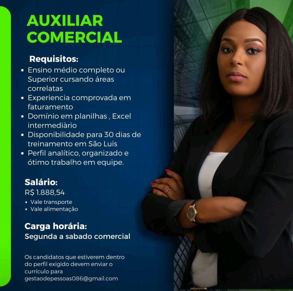 Vaga para Auxiliar Comercial