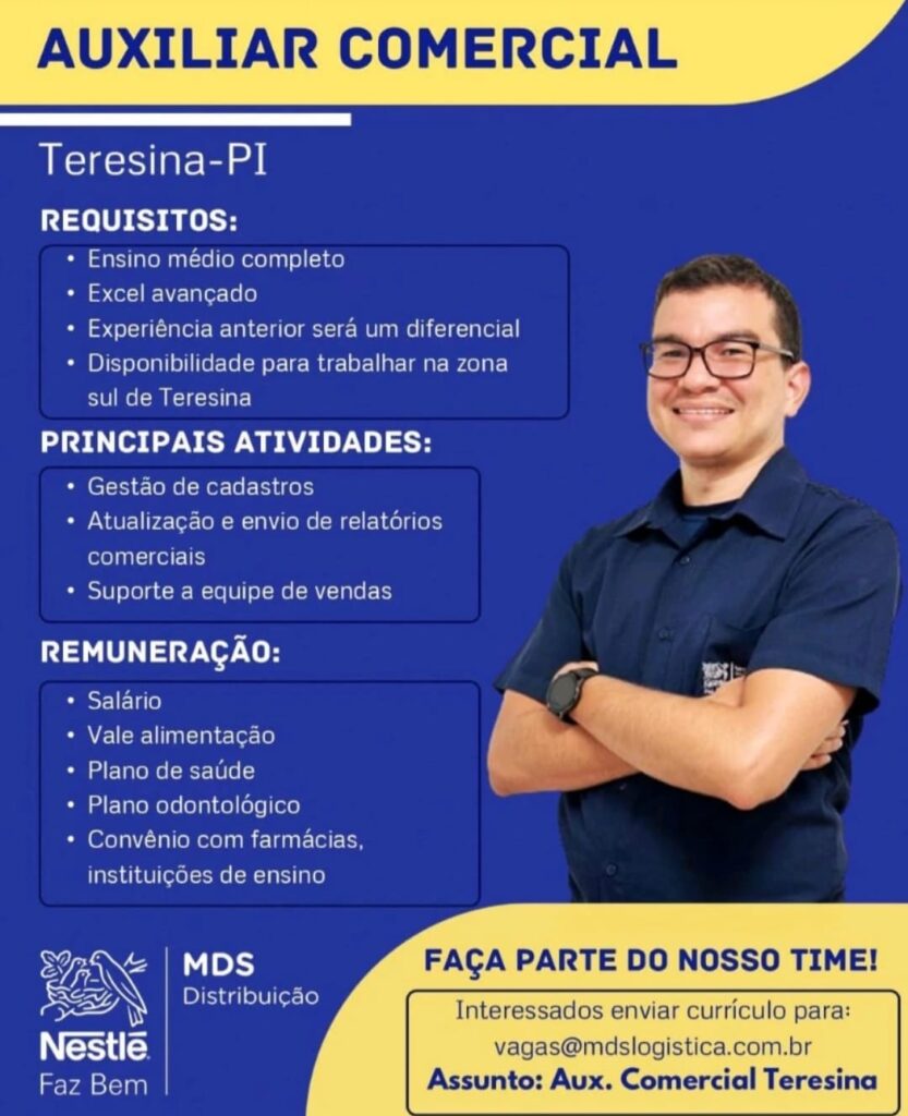 Vaga para Auxiliar Comercial