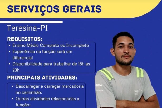 Vaga para Auxiliar de Serviços Gerais