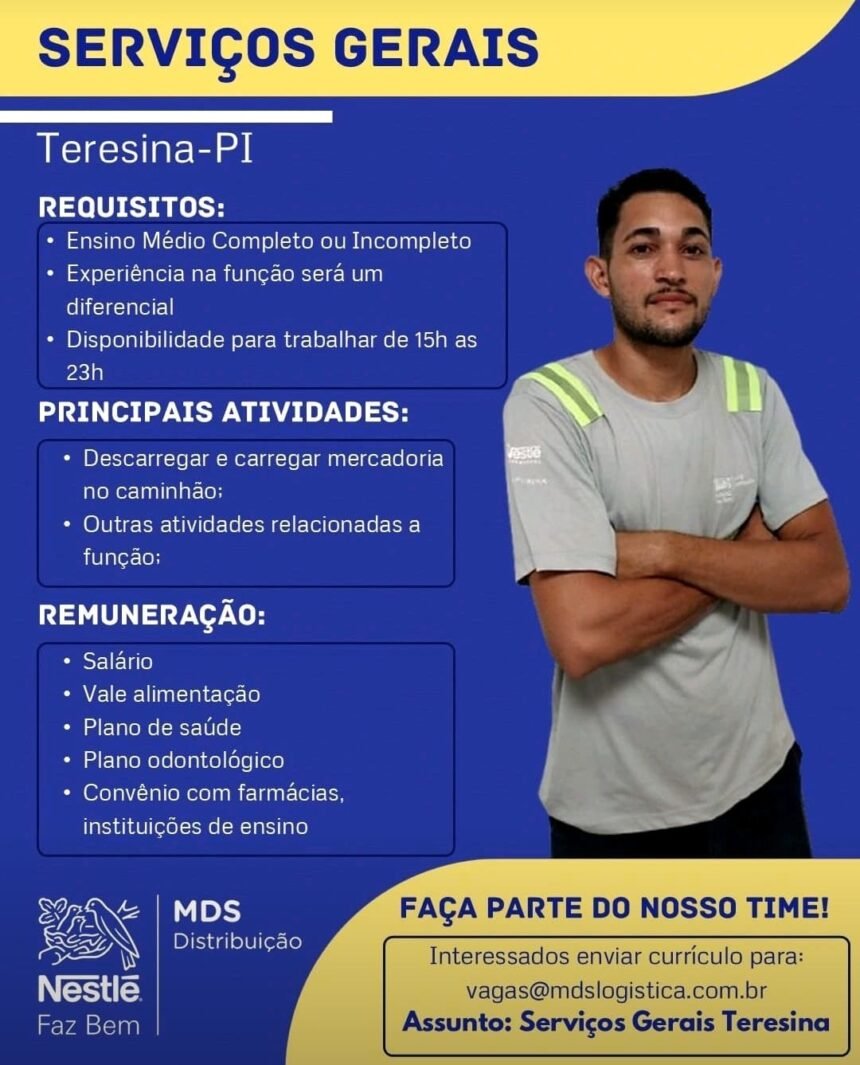 Vaga para Auxiliar de Serviços Gerais