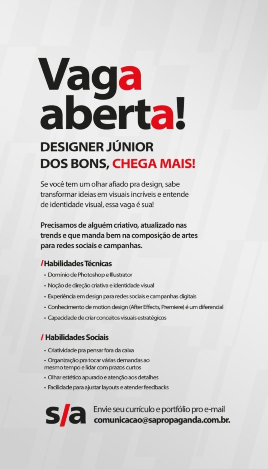 Vaga para Designer Júnior