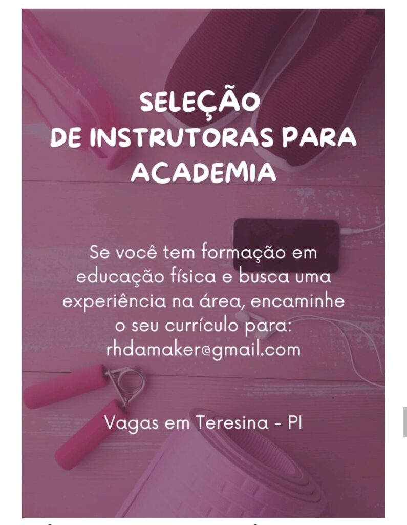 Vaga para Instrutoras para Academia