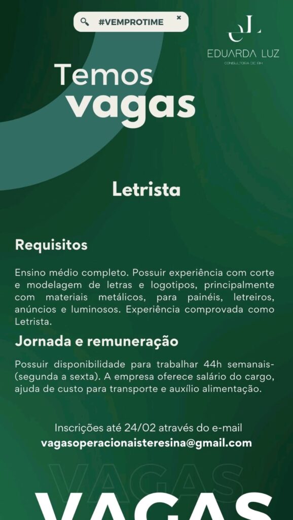 Vaga para Letrista