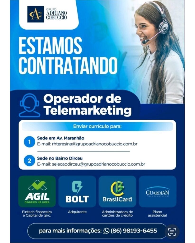 Vaga para Operador de Telemarketing