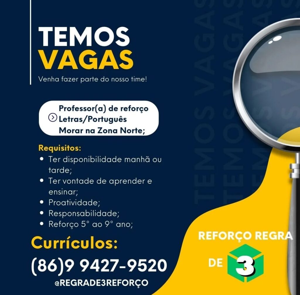 Vaga para Professor(a) de Reforço