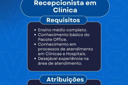 Vaga para Recepcionista