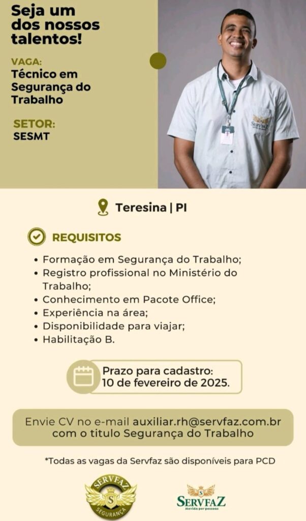 Vaga para Técnico em Segurança do Trabalho