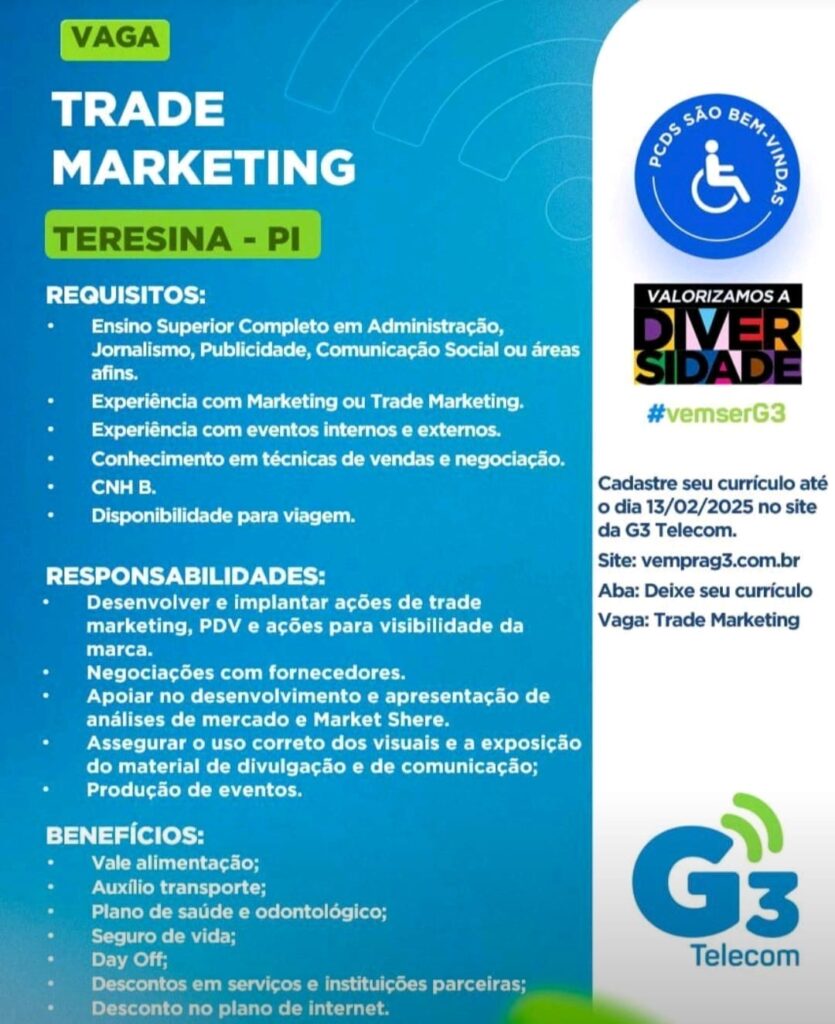 Vaga para Trade Marketing