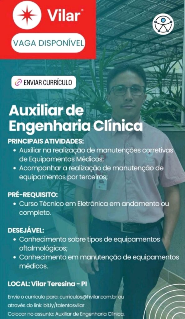 Vaga para Auxiliar de Engenharia Clínica