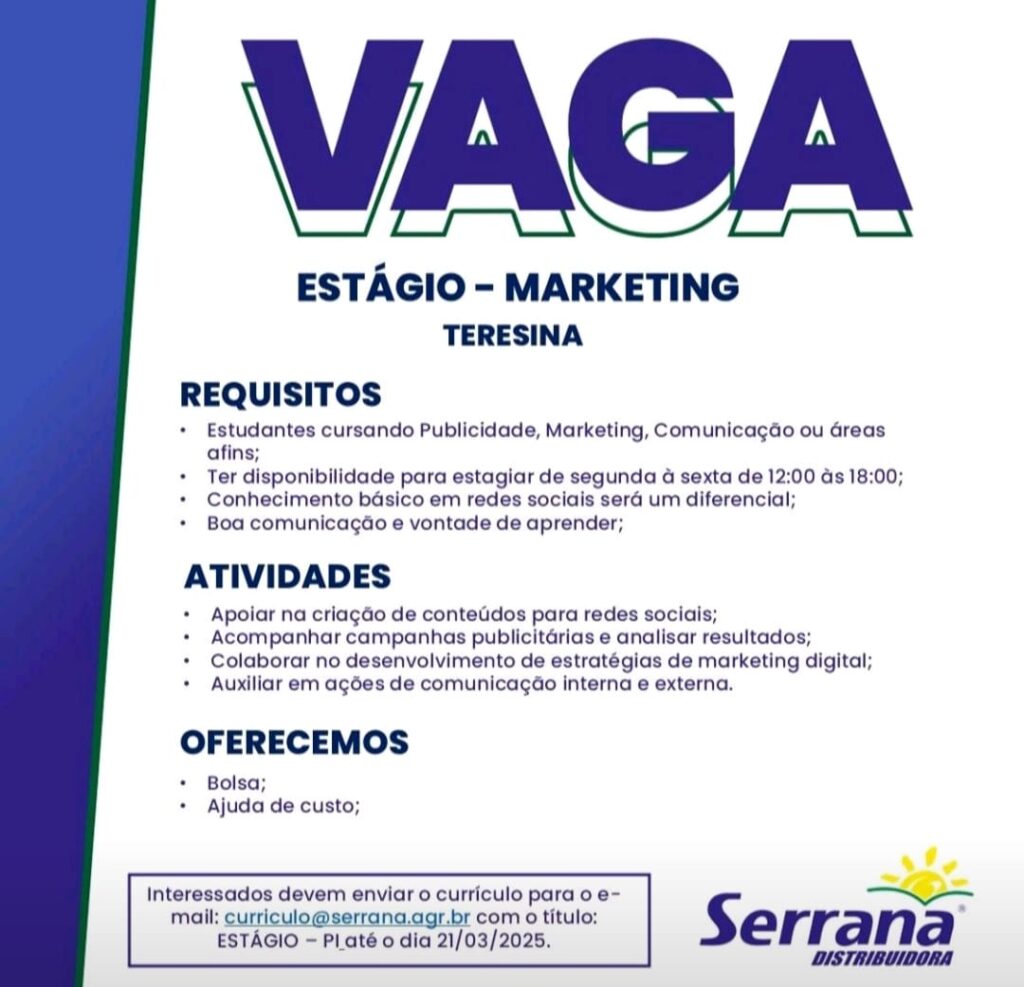 Vaga de Estágio para Marketing