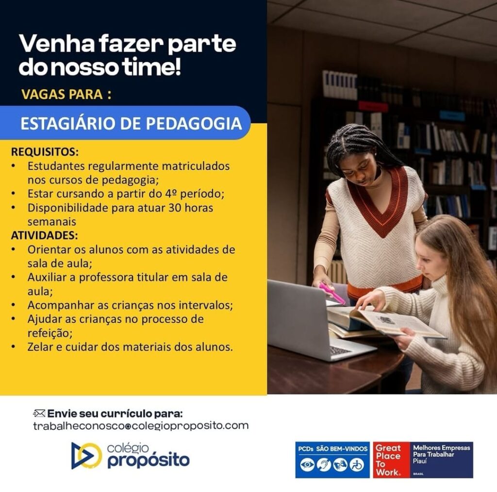 Vaga de Estágio para Pedagogia