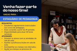 Vaga de Estágio para Pedagogia