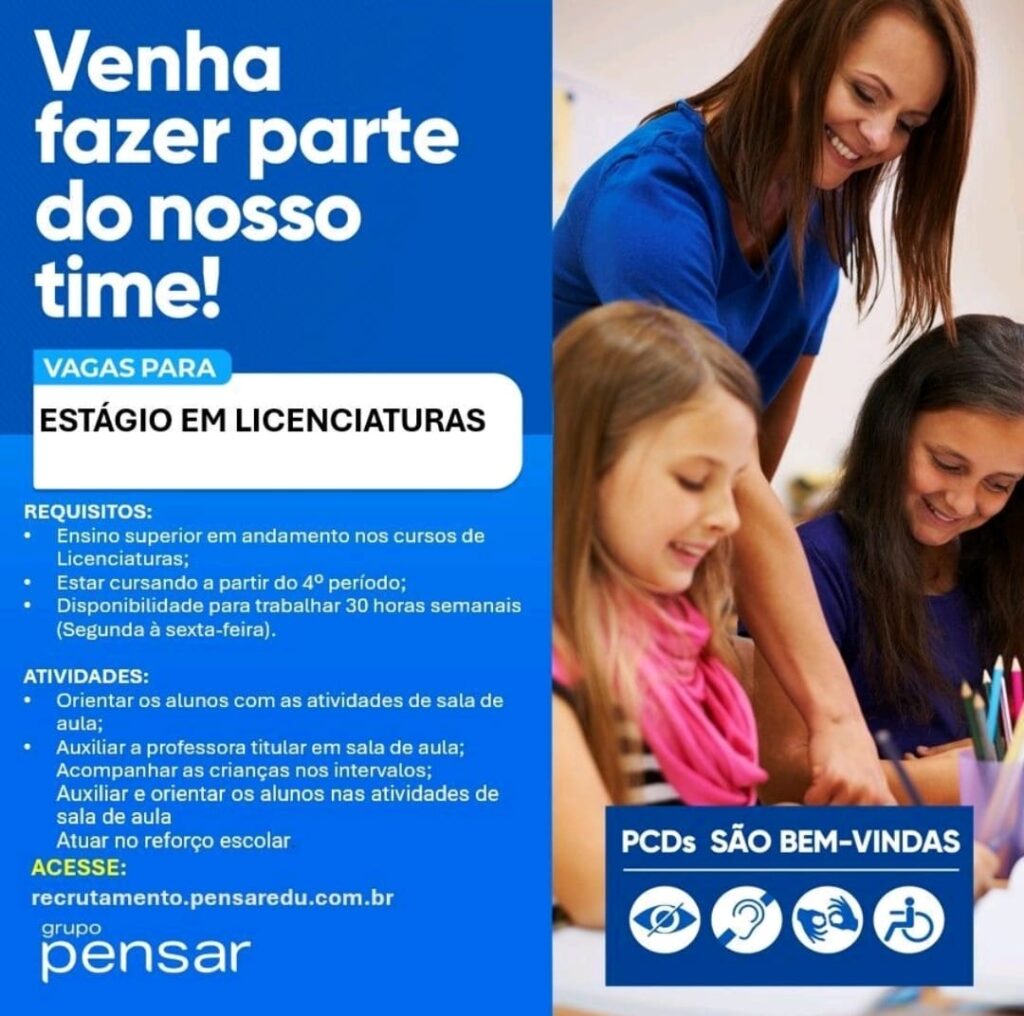 Vaga de estágio para Licenciaturas