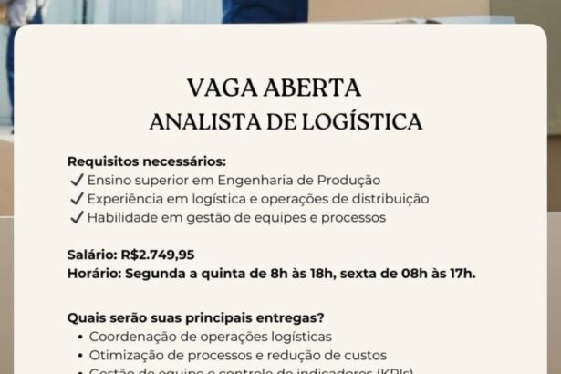 Vaga para Analista de Logística