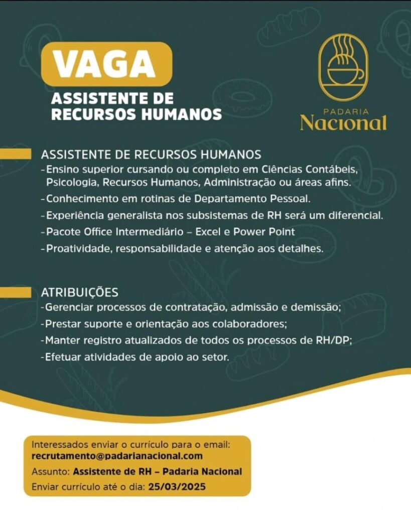 Vaga para Assistente de RH