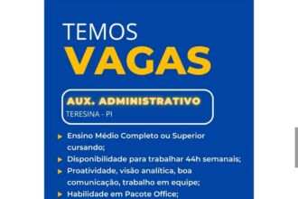 Vaga para Auxiliar Administrativo