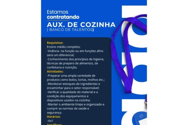 Vaga para Auxiliar de Cozinha