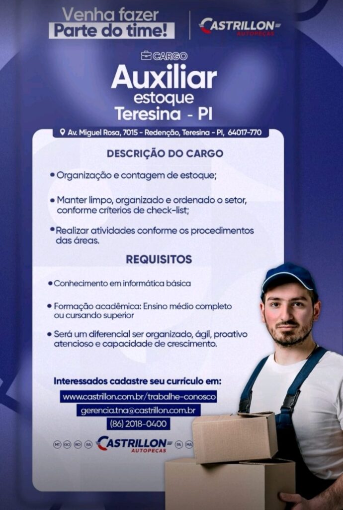 Vaga para Auxiliar de Estoque