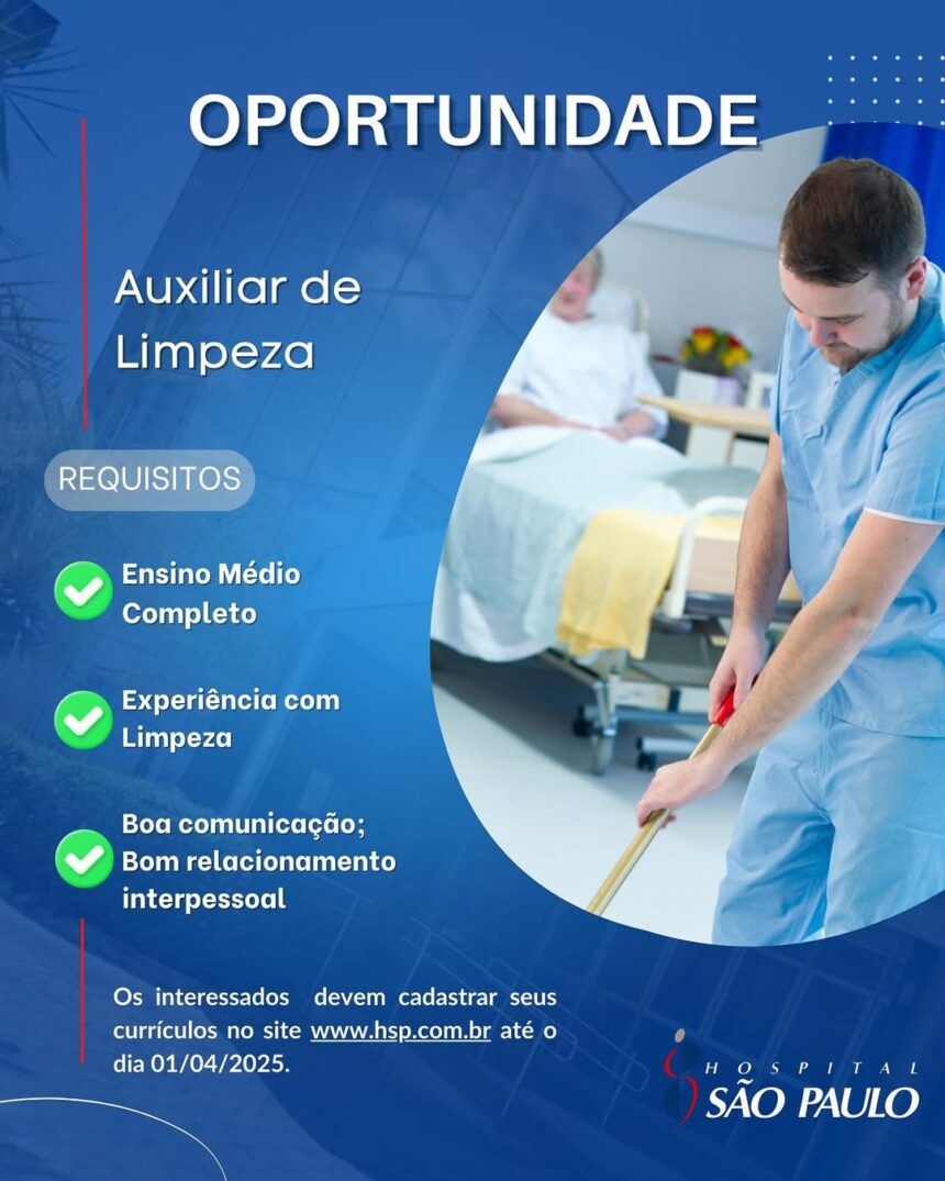 Vaga para Auxiliar de Limpeza