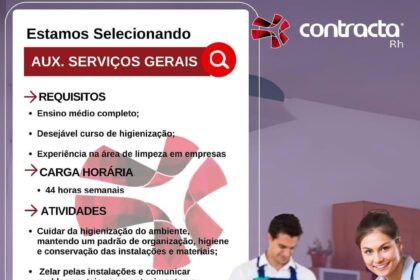 Vaga para Auxiliar de Serviços Gerais