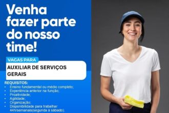 Vaga para Auxiliar de Serviços Gerais