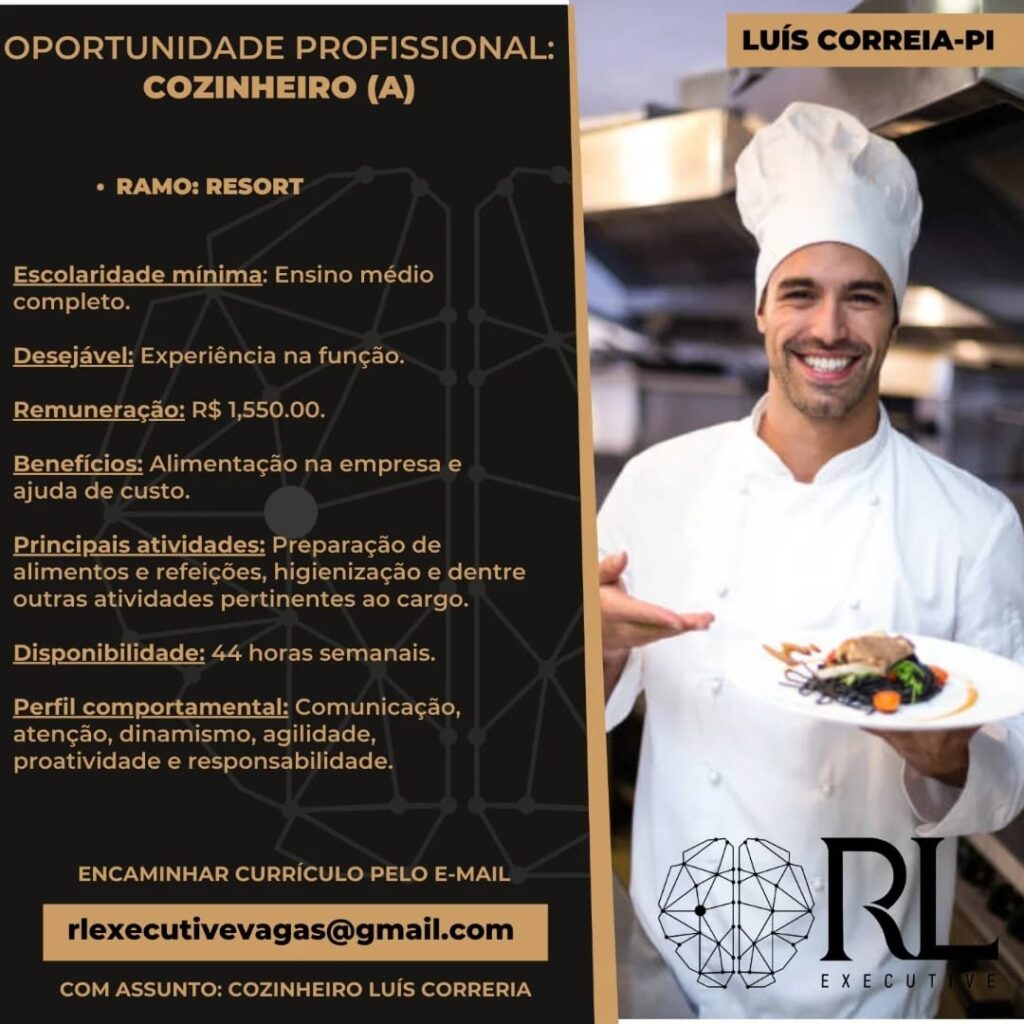 Vaga para Cozinheiro(a) em Luís Correia