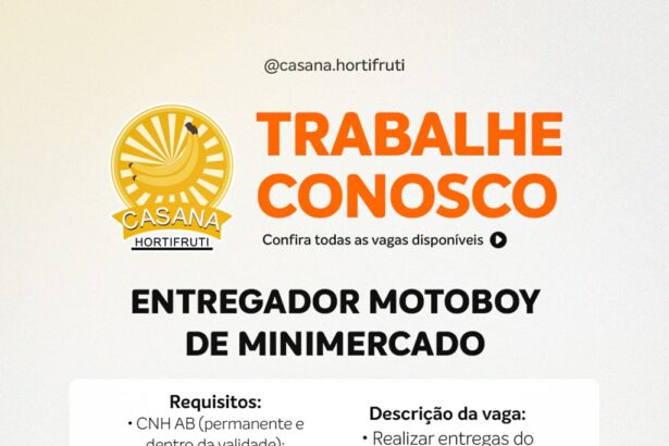 Vaga para Entregador Motoboy