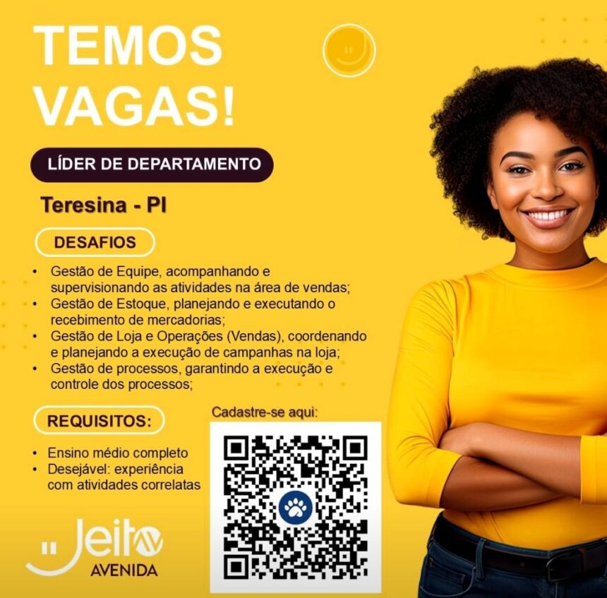 Vaga para Líder de Departamento