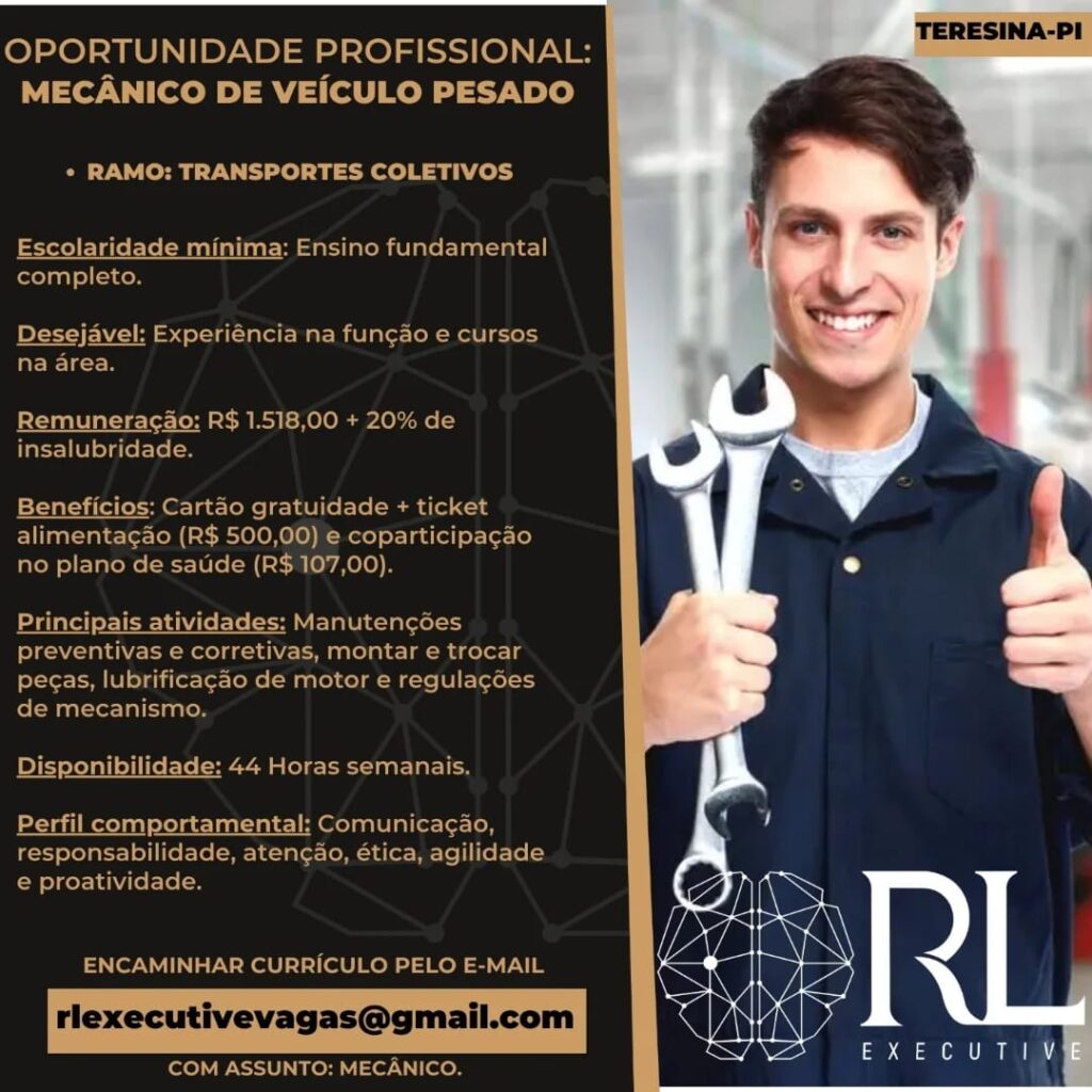 Vaga para Mecânico de Veículo Pesado