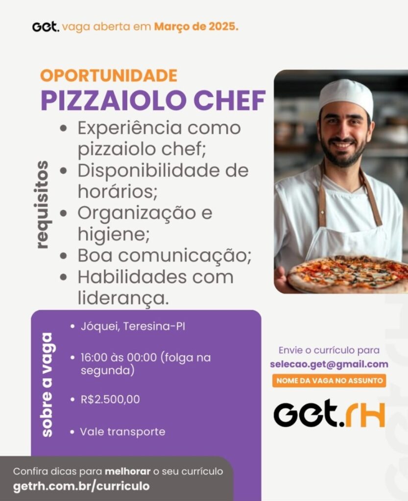Vaga para Pizzaiolo Chefe